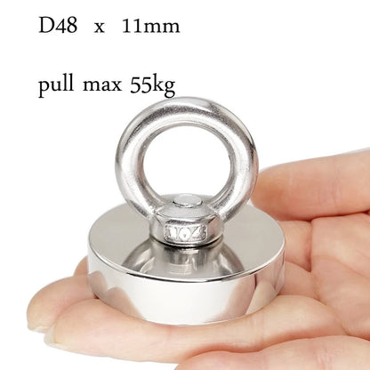 Fishing Magnets, 110lb 242lb 529lb 771lb Pull Force Super Strong Heavy Duty Rare Earth Neodymium Search Magnet For River Fishing