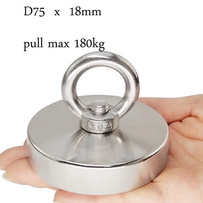 Fishing Magnets, 110lb 242lb 529lb 771lb Pull Force Super Strong Heavy Duty Rare Earth Neodymium Search Magnet For River Fishing
